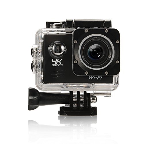 Action Camera,4K Ultra HD WiFi Sports Camera 16MP 170 Degree Wide Angle 2.0 Inch Waterproof Diving Camera with 2 Batteries and 19 Accessories Kit Included Black